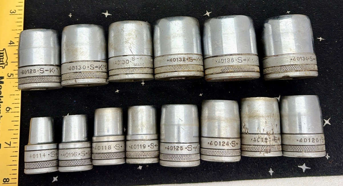 VTG S-K Tooks 14 Piece Set 12 Point Sockets 7/16″ To 1-1/8″ 40114-40136 USA