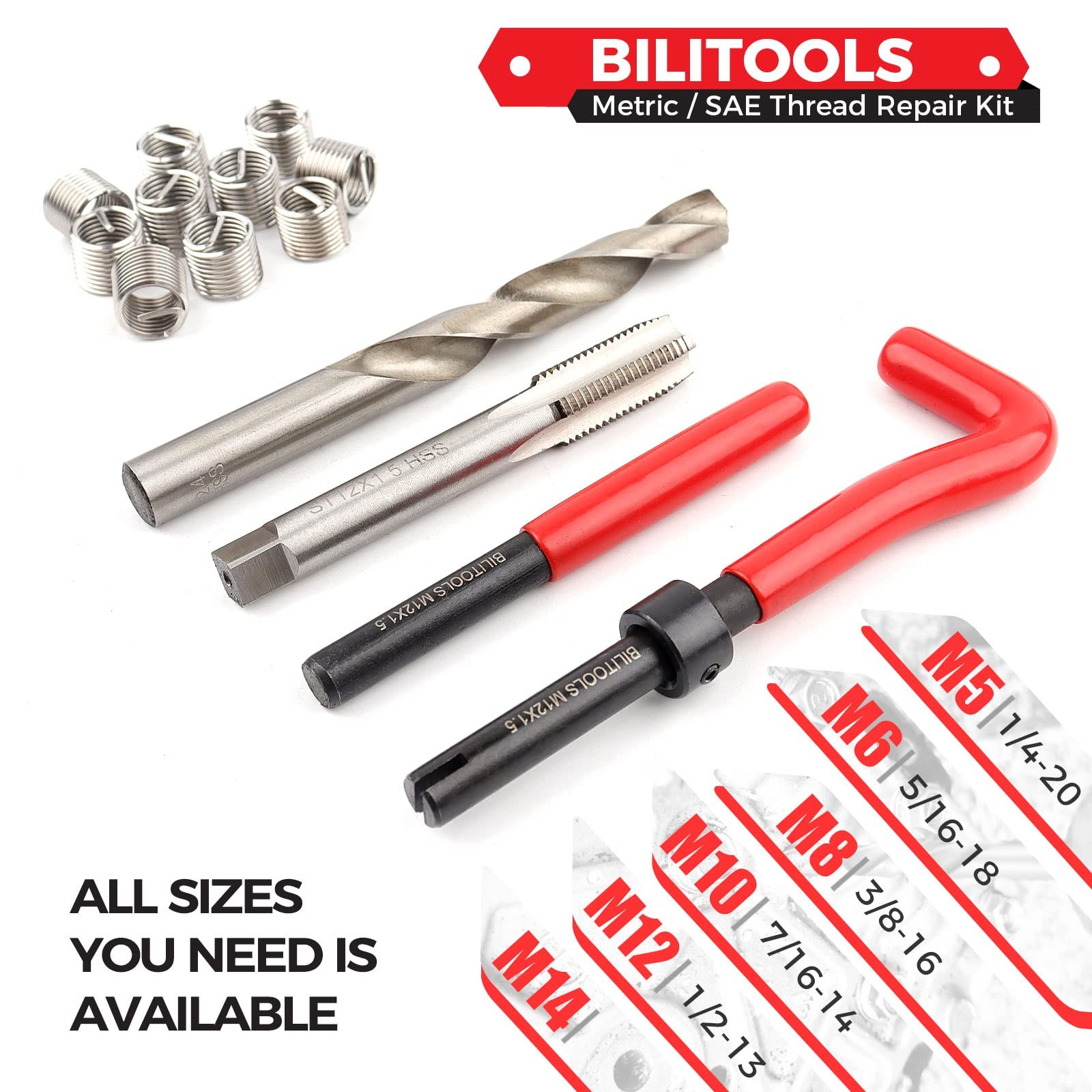 5/16-18 Inch Thread Repair Kit HSS Drill Helicoil Repair SAE Insert Coil Tool