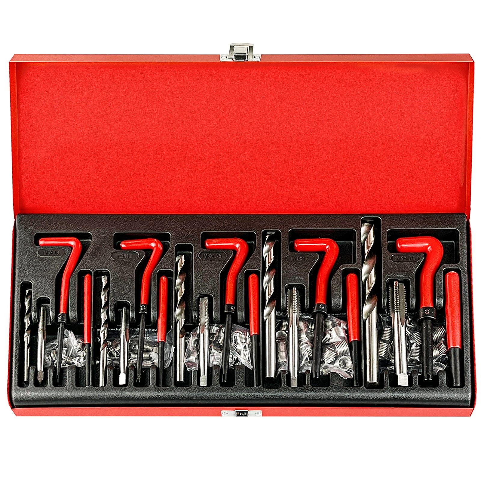 wesleydrill 131PCS Helicoil Metric Thread Repair 131PC, Red, Black, Silver