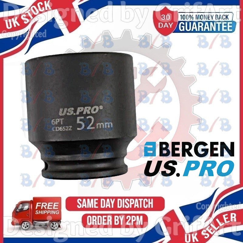 USPRO 52MM HUB NUT SOCKET 1/2″ DRIVE 6PT THIN WALL LAND ROVER DISCOVERY DEFENDER