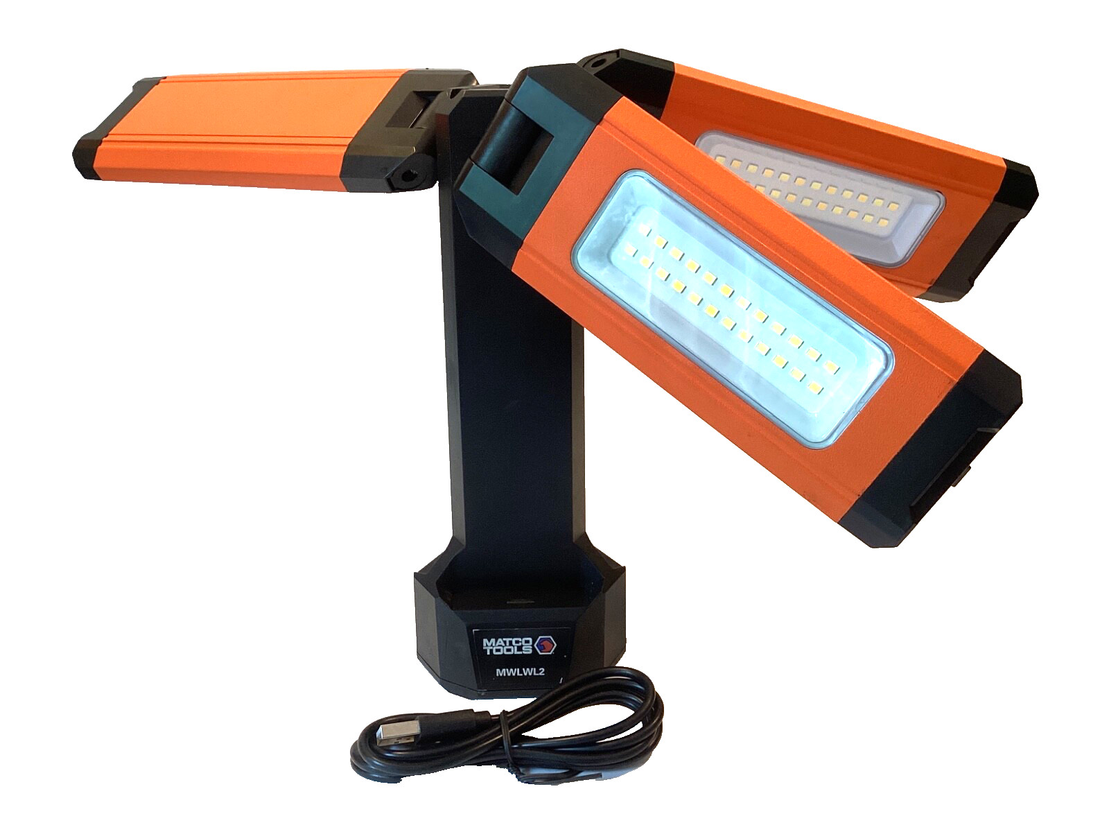 Matco Tools 2000 Lumen Cordless Work Light 3 Snap in Multi Direction Heads MINT