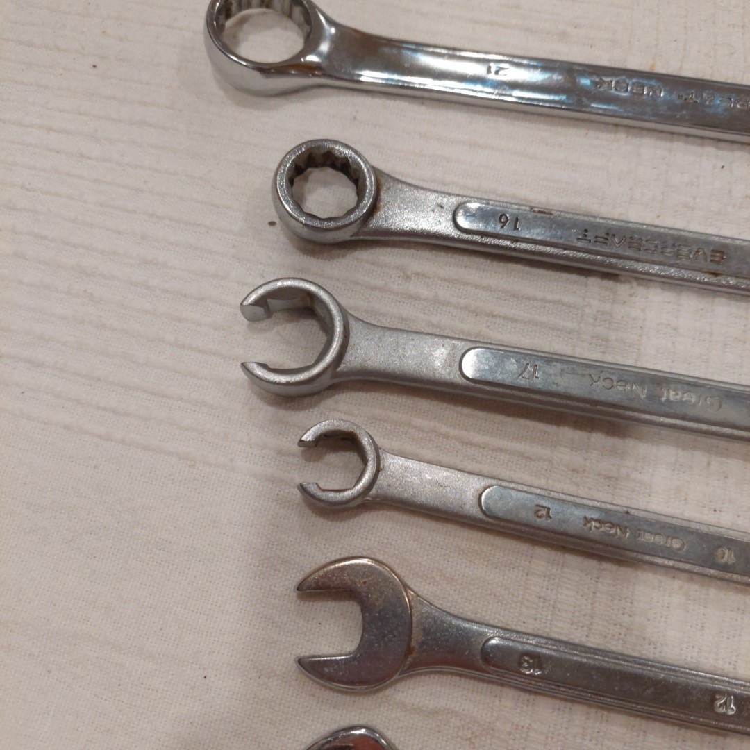 Nine Drop Forged Mixed Wrench Set 1/4in To 23mm Open End And 12 Point Box Ends