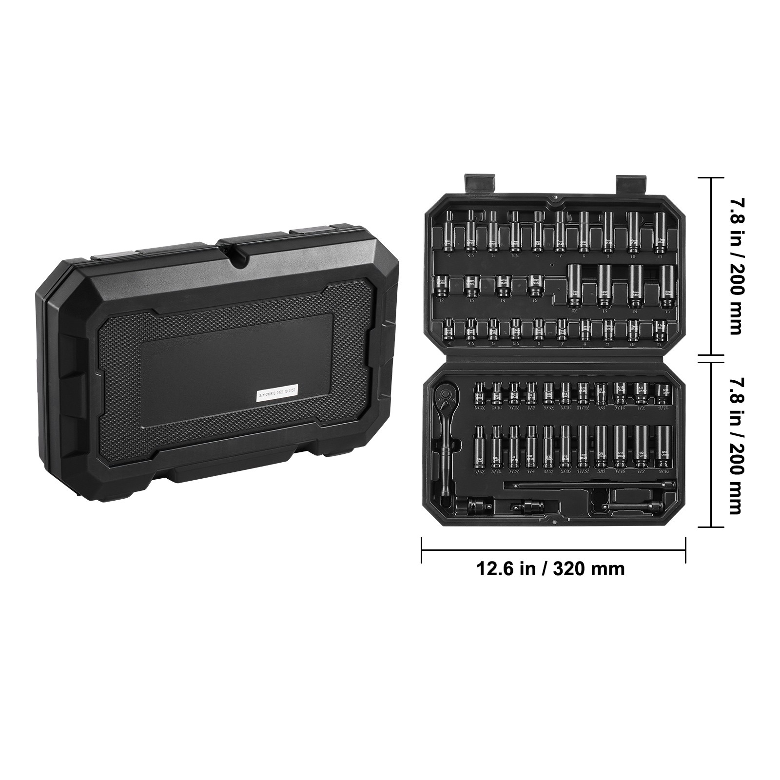 Uimoso 55-Piece 6-Point Impact Socket Set with 1/4″ Drive and Ratchet in Case