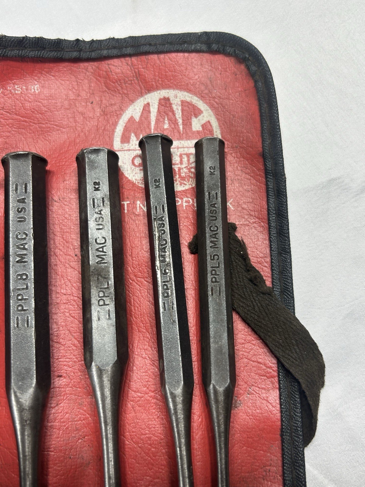 Vintage Mac Tools PPL50K T4 USA 5 pc Long Pin Punch Set
