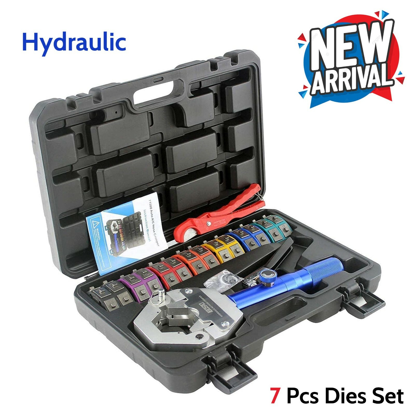 Hydraulic Hose Fitting Crimper Tool Dies Set Power Steering Line RV Truck Shop