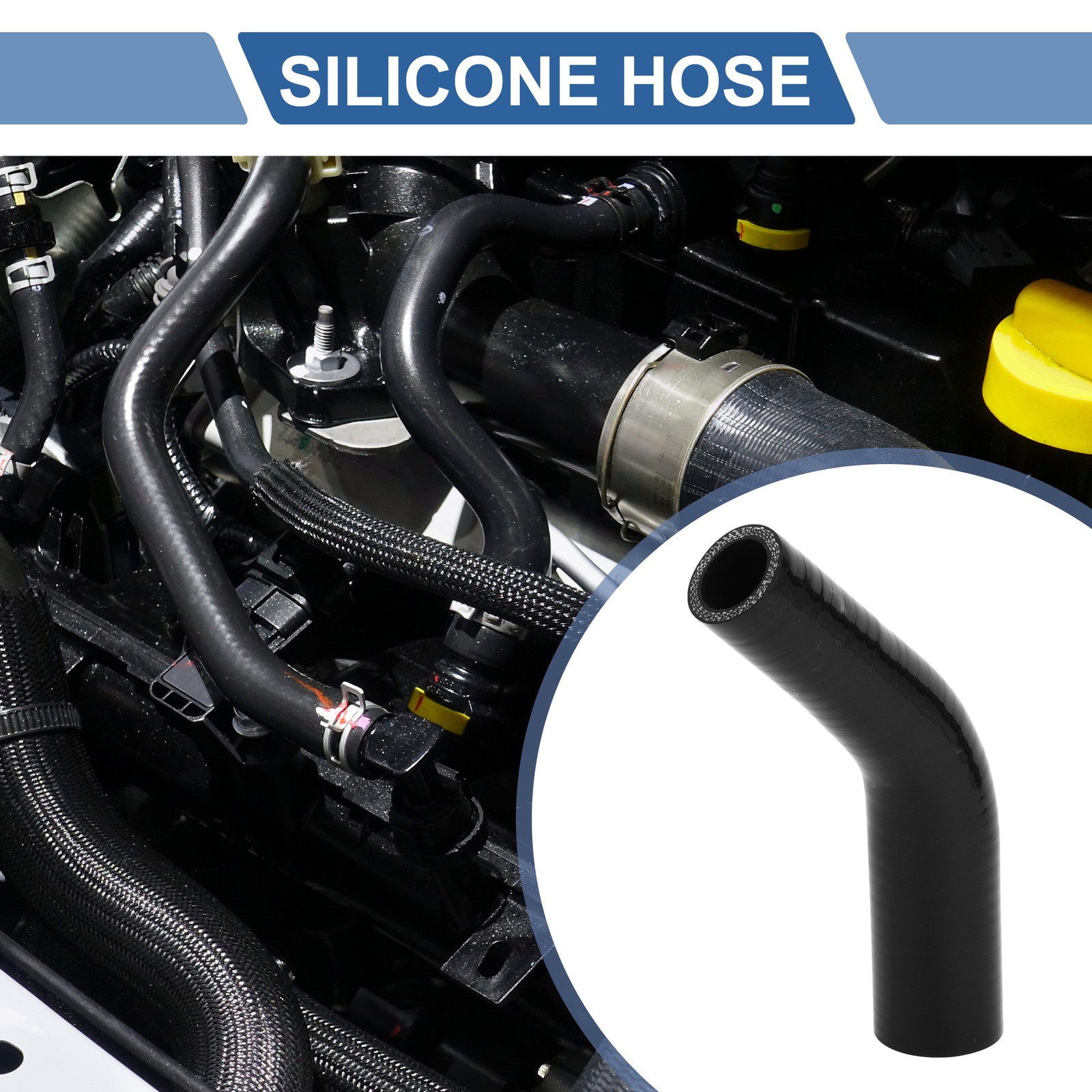 1pc 25-35mm ID 102mm 4.02″ Long 45° Car Silicone Hose Black