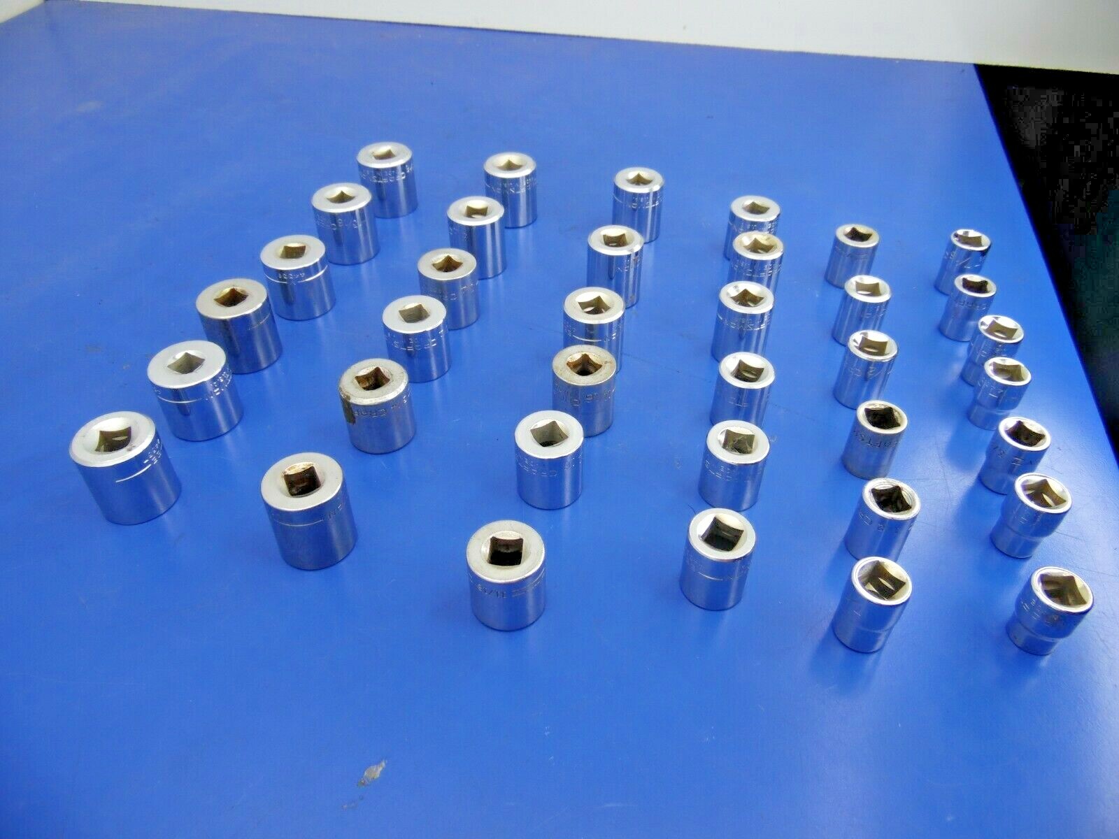 Craftsman 3/8″ Drive SAE Shallow Sockets,Lot of 37,USED,See Below for Sizes