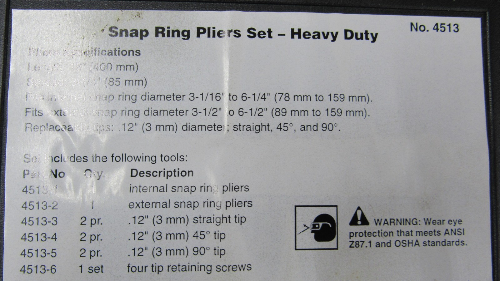 OTC Stinger #4513 Ratcheting Snap Ring Pliers Set 16″ Heavy Duty