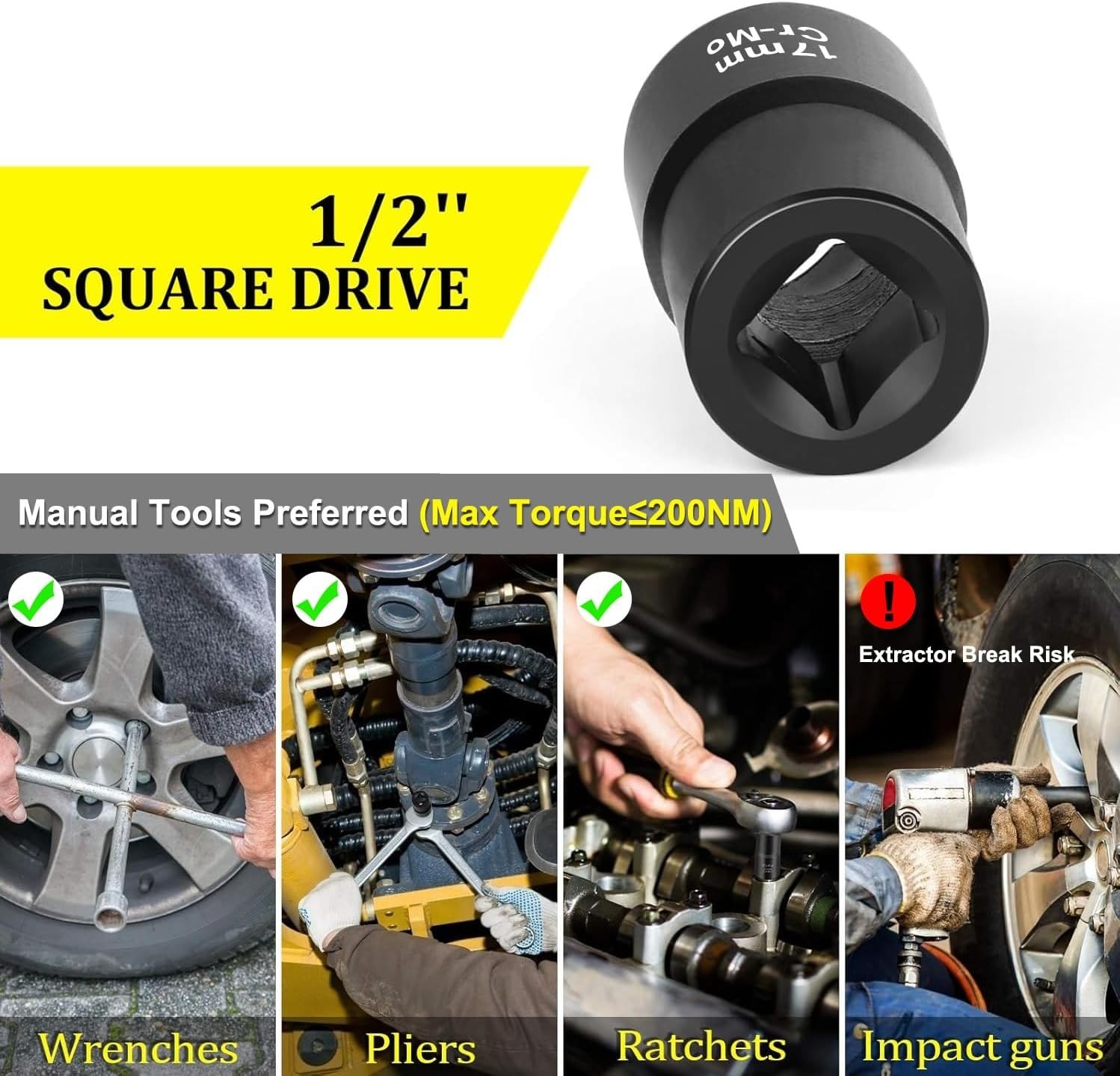 17mm Lug Nut Remover – Stripped Bolt & Rounded Nut Extractor for Hand Tools