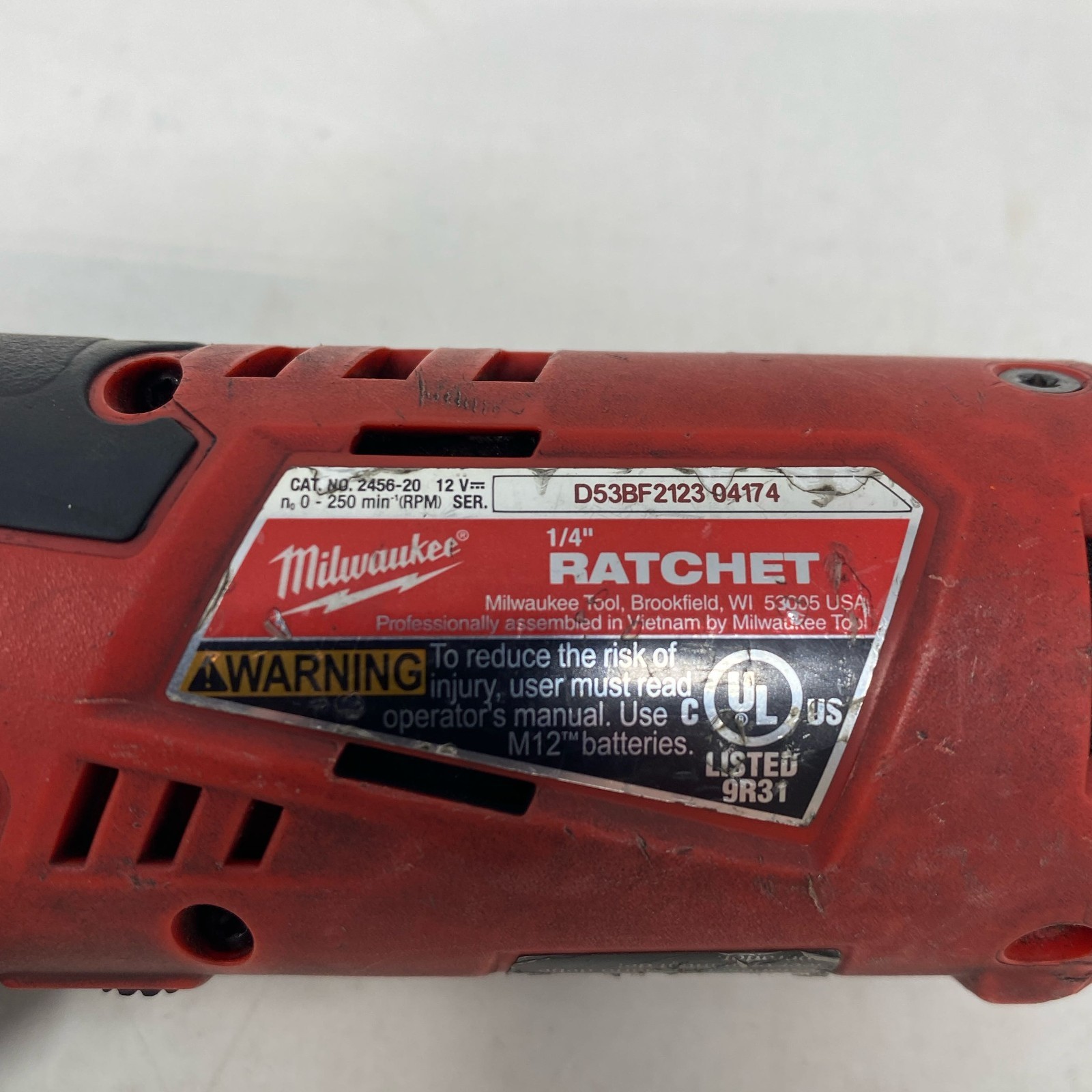 Milwaukee M12 1/4″ Cordless Ratchet 2456-20 Tool Only Red/Black