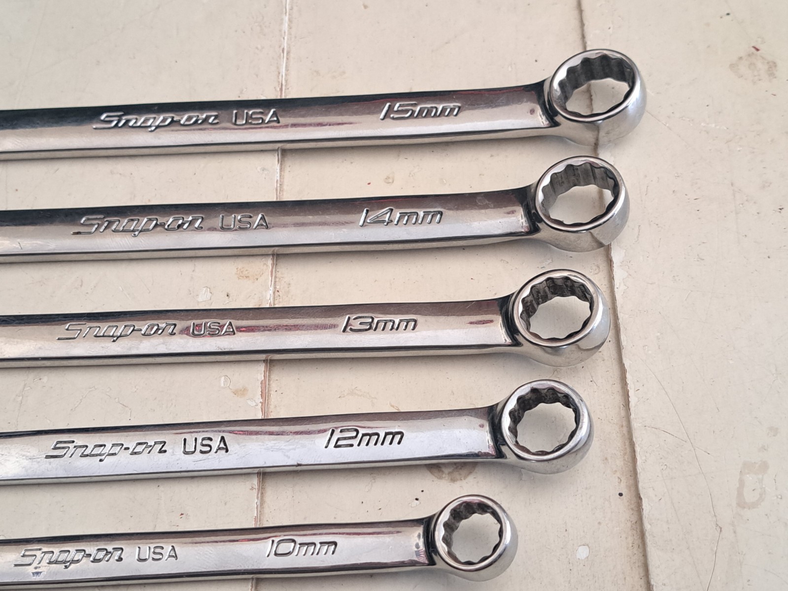 Snap-On 5pc 12 pt Metric Flank Drive Plus Wrench Set OEXLM, SOEXLM 10, 12 – 15mm