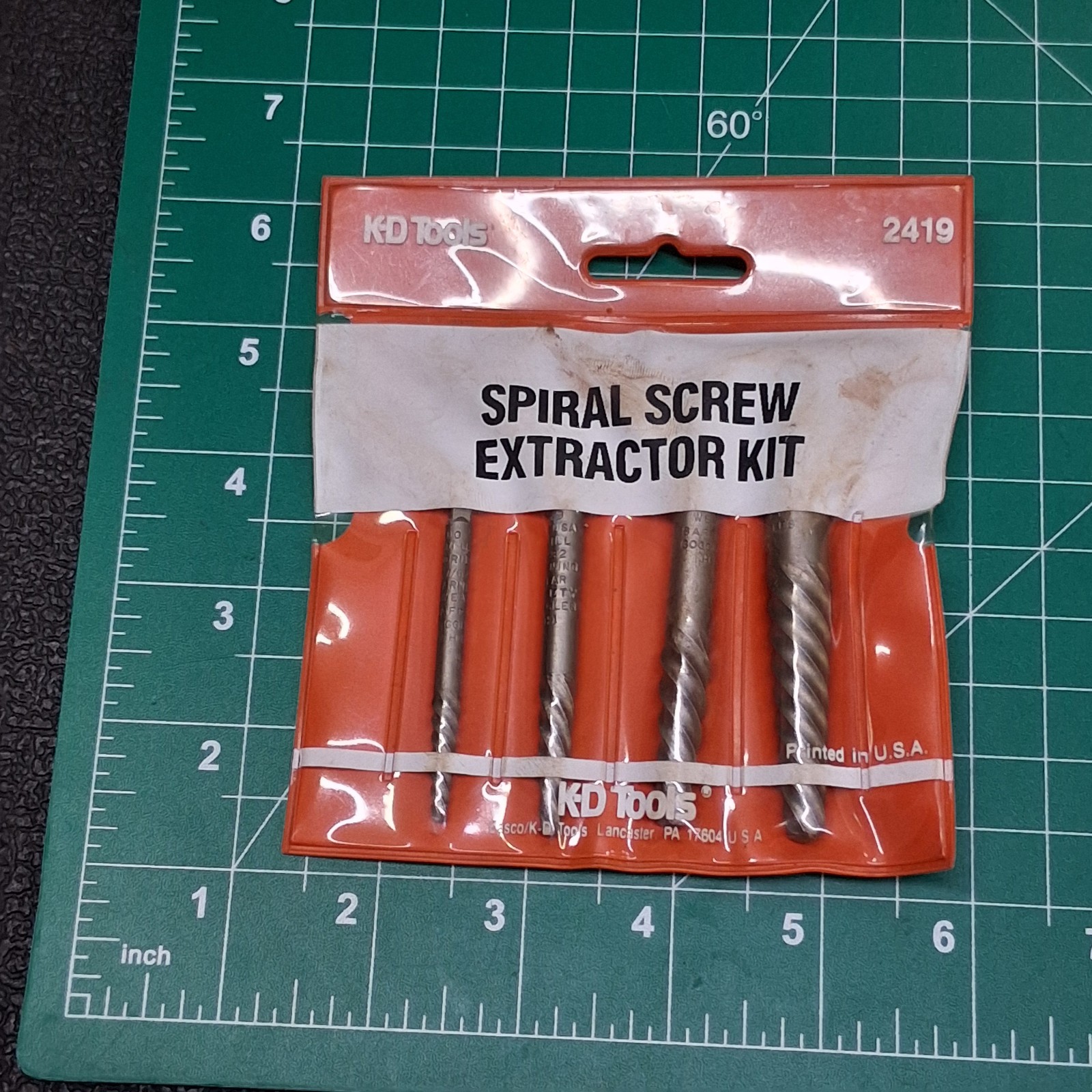 Vintage K-D Tools 2419 Spiral Fluted Twist Bolt Screw Extractor Bit 4-Piece Set