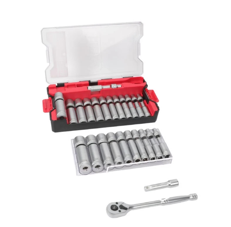 Hyper Tough 1/4-Inch Drive Ratchet and Socket Set, SAE and Metric, 50 Pieces-NEW