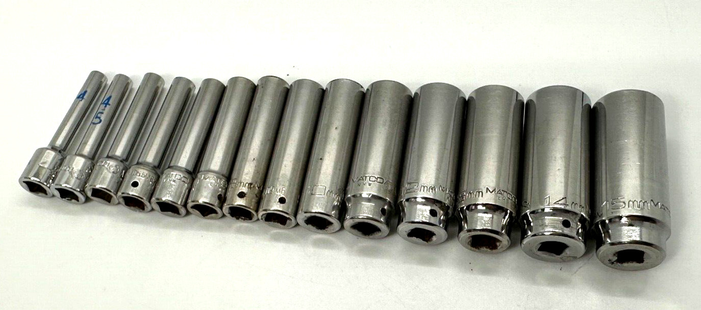 MATCO Tools 1/4″ METRIC Ratchet Socket Set General Service Swivel Lot Case Deep