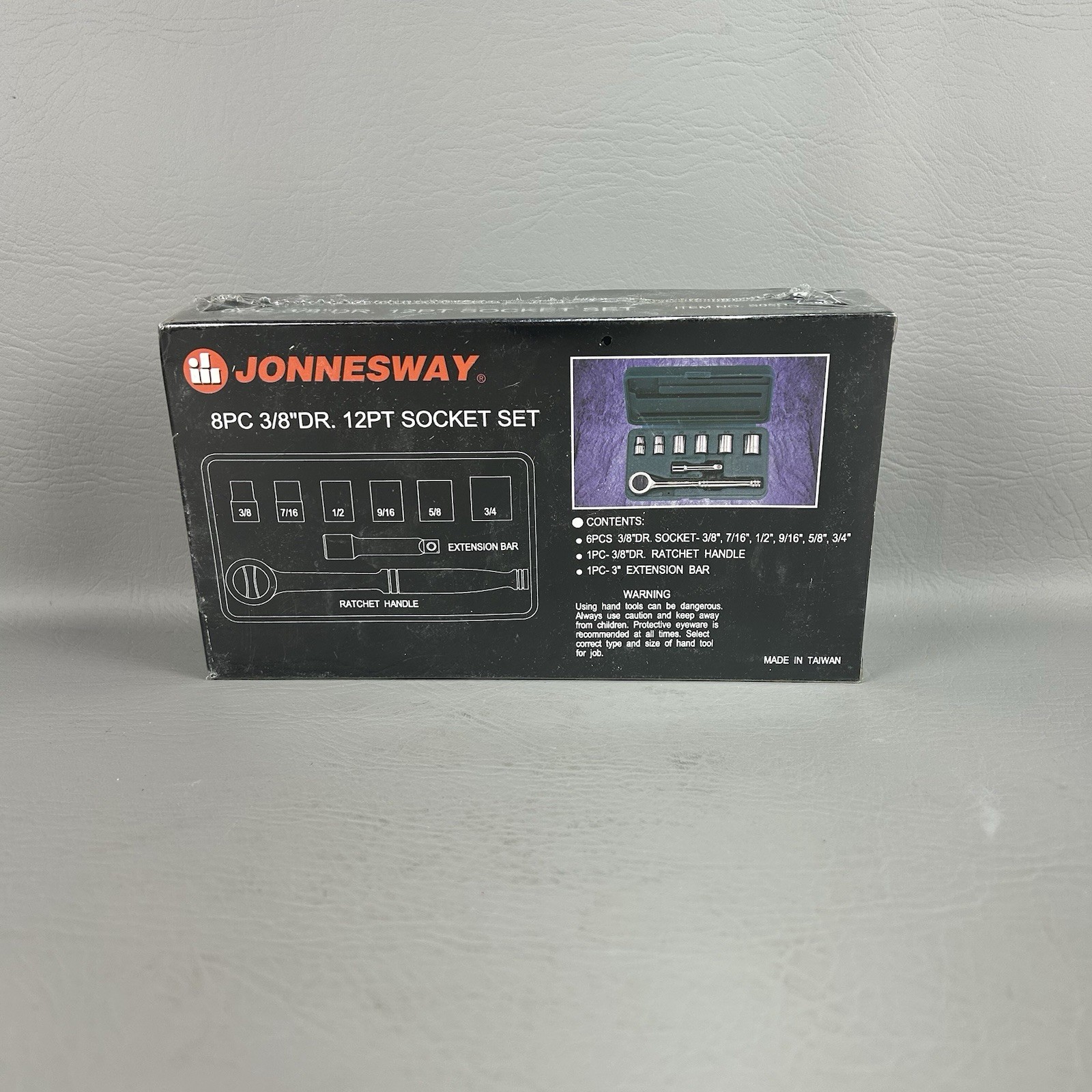 JONNESWAY Ratchet 12pt Socket Set 8 pc 3/8 Drive S05H3208SA NIB Imperial