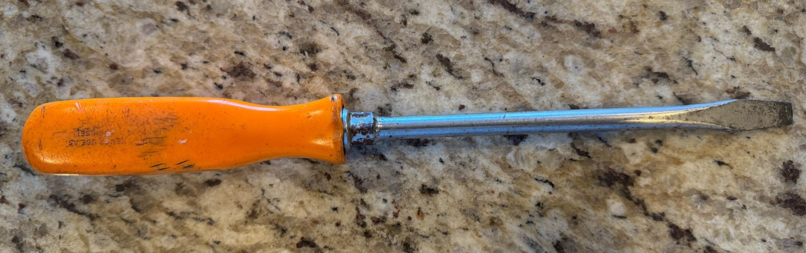 Snap On #2 Flat Tip Orange Hard Grip Screwdriver 10″ Long/ 6″ Shaft, Made in USA