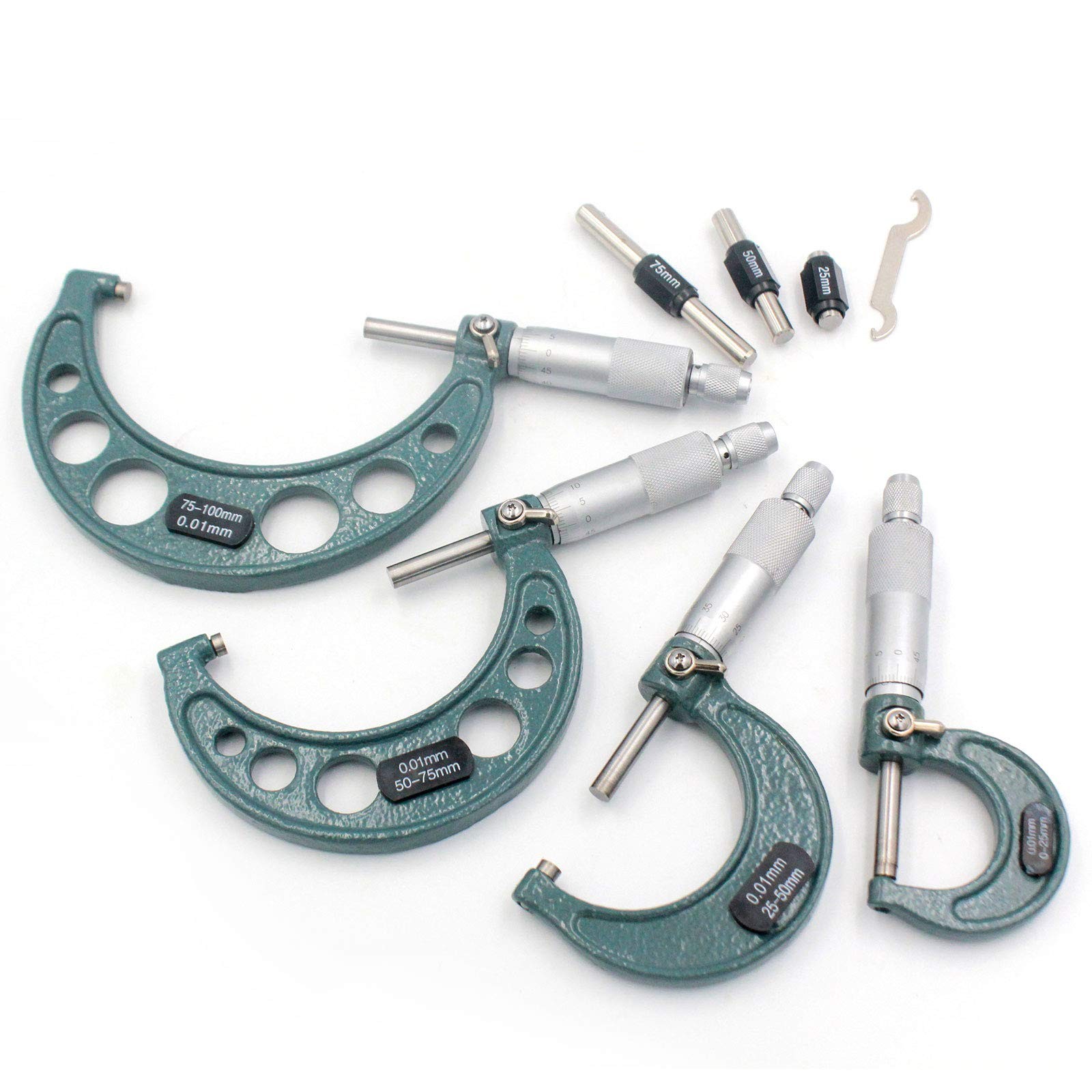 Premium Outside Micrometer Set 0-100mm/0.01mm Precision Machinist Tool…