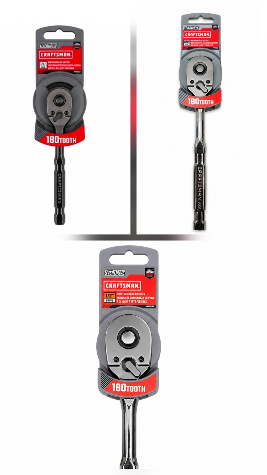 NEW Craftsman Set Of 1/4, 3/8, And 1/2 Overdrive Ratchets With Tags