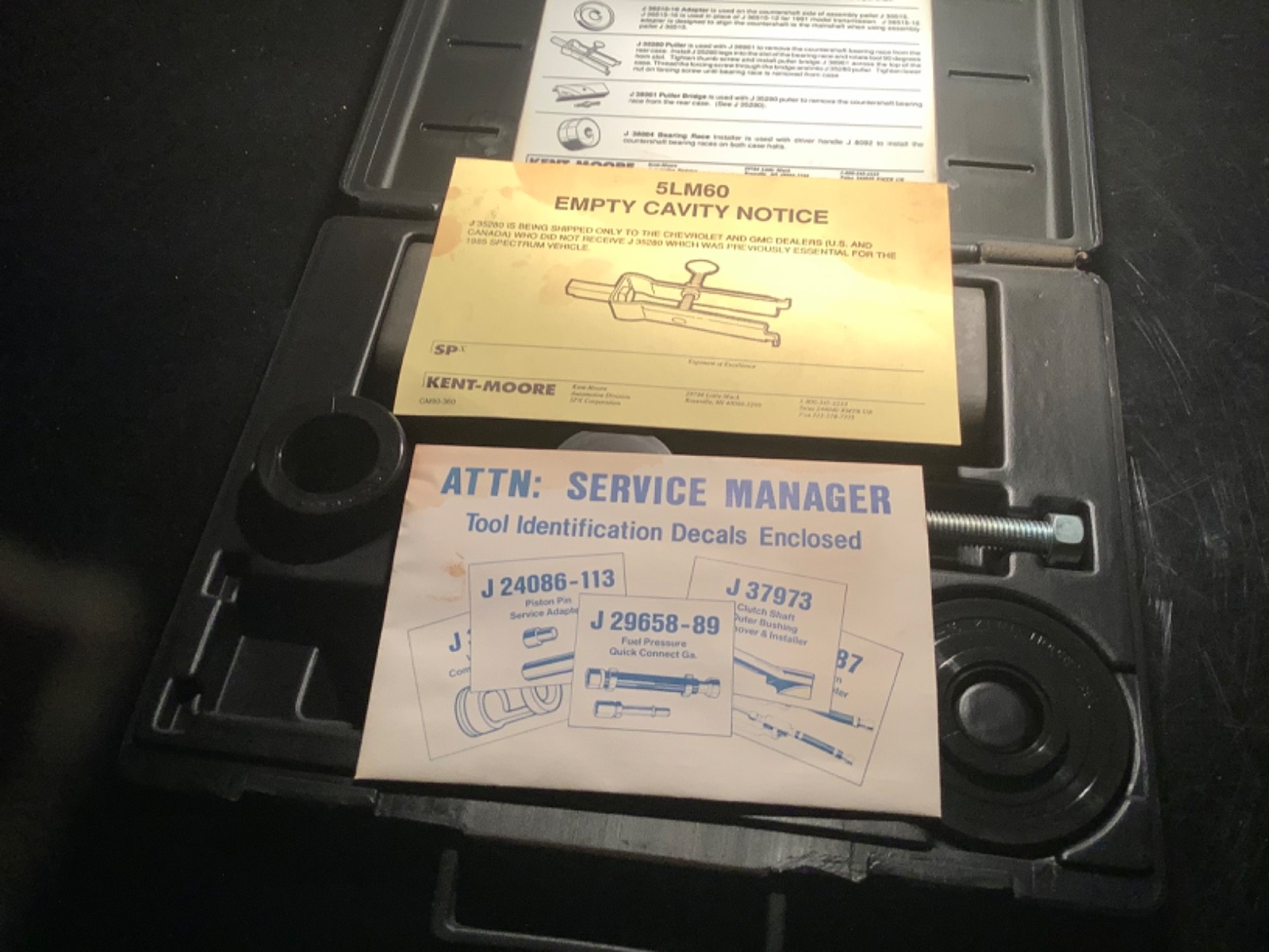 Kent-Moore 5LM60 ( HM-290) manual transmission 1991 Update service tool kit
