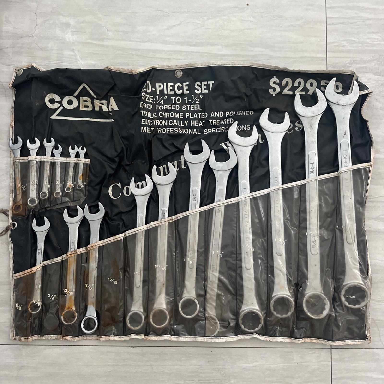 Vintage Taiwan Made By Cobra SAE 17pc Combination Wrench set 1/4”- 1-1/2”