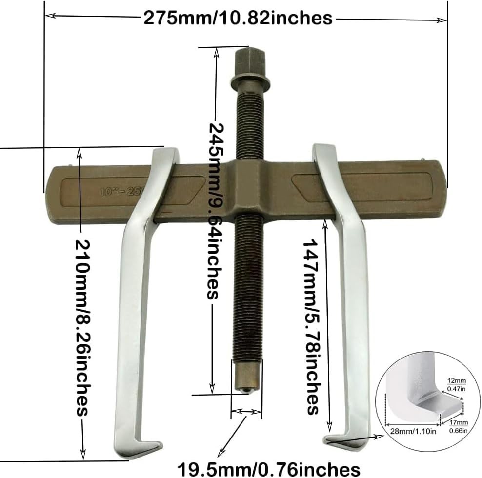 Durable 10-Inch Chrome Vanadium 2-Jaw Gear Puller for Easy Component Disassembly