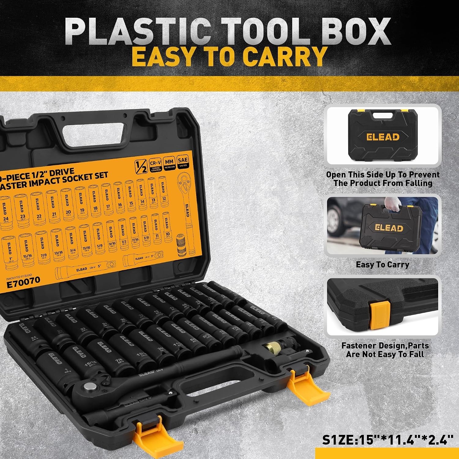 Complete 30-Piece Impact Socket Set – 1/2″ Drive with Organized Storage Case