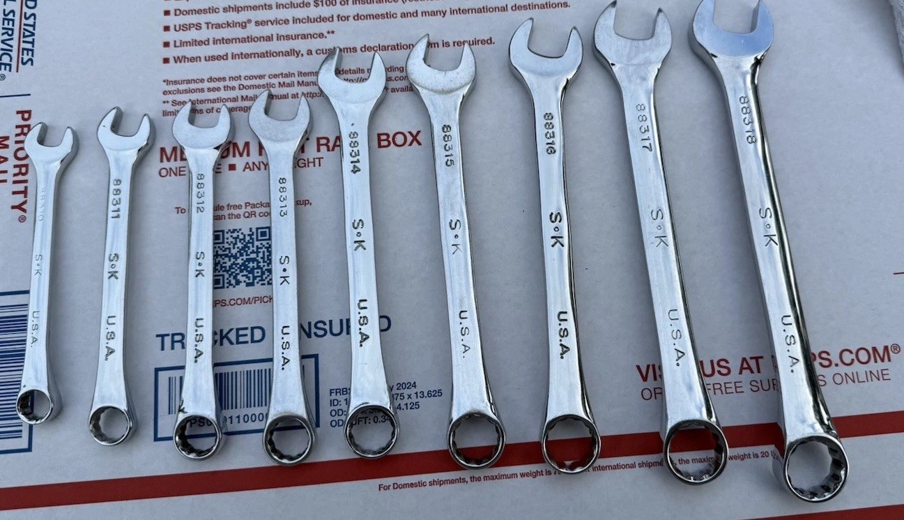 VINTAGE S-K Tools USA Super-Krome® Metric W/CASE Super Chrome wrenches CLEAN