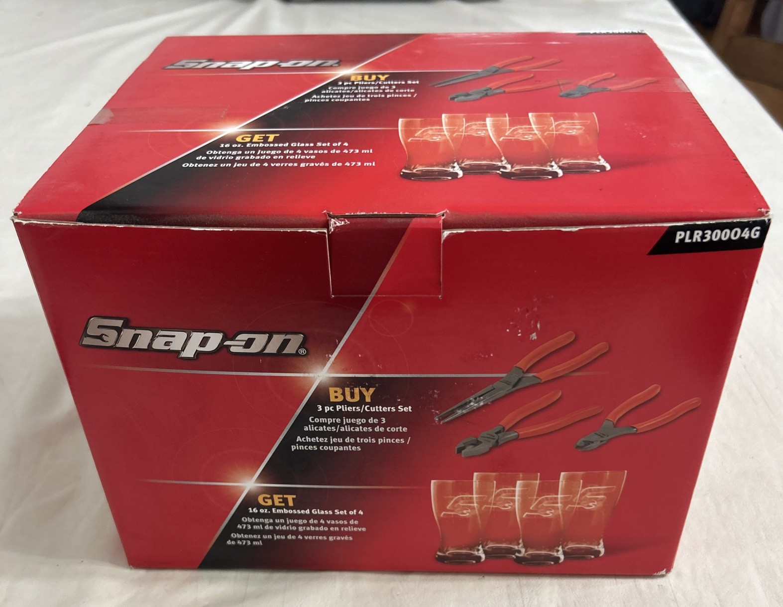Snap-On 3pc Plier Set PLR300O Including 57AHLP 86CF 96ACF USA + 4 Glass Set
