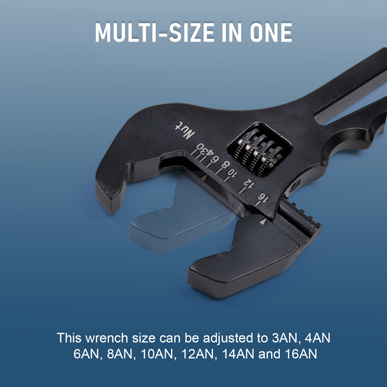 Aluminum 3AN-16AN Adjustable Wrench Tool Spanner Black For Hose End Fitting