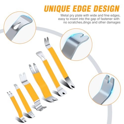 11PCS Trim Removal Tool Kit – Metal & Nylon Pry Tools for Car Door, Dashboard, A