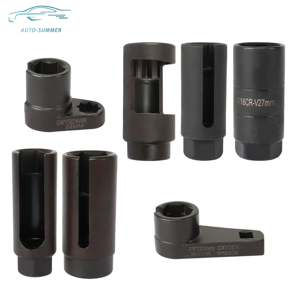 1/2″ 3/8″ 7/8″ 22mm 27mm 29mm Oxygen O2 Sensor Wrenches Socket Tool Kit 7 Pieces