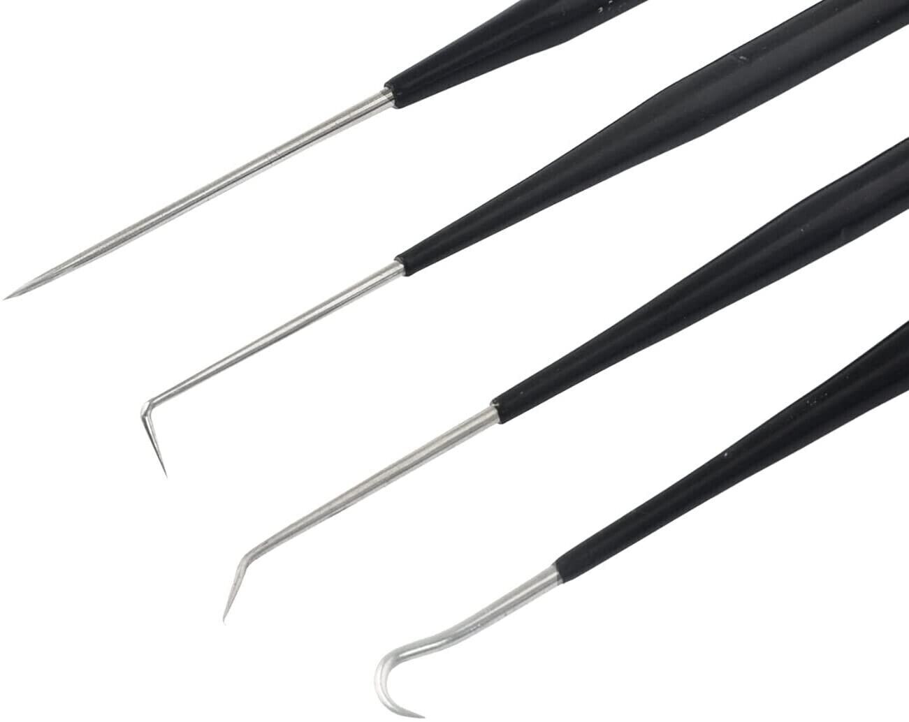 Rolson 4pc Spring Hook & Pick Set 175mm Non-Slip Grip O-Ring Clip Remover Tool