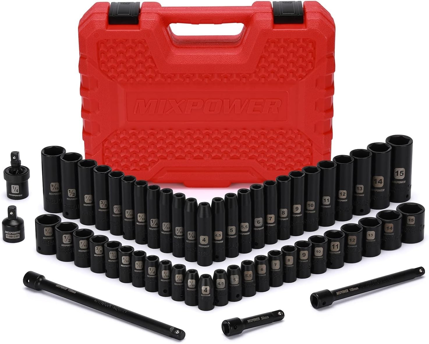 Versatile Impact Socket Set – 55 Pieces, 1/4″ Drive, SAE/Metric Sizes Included