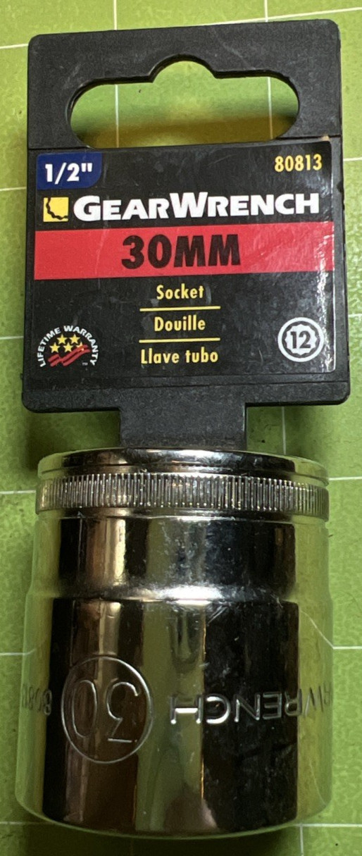 GearWrench 80813 1/2″ Drive 30 mm 12-Point Metric Standard Socket Chrome New