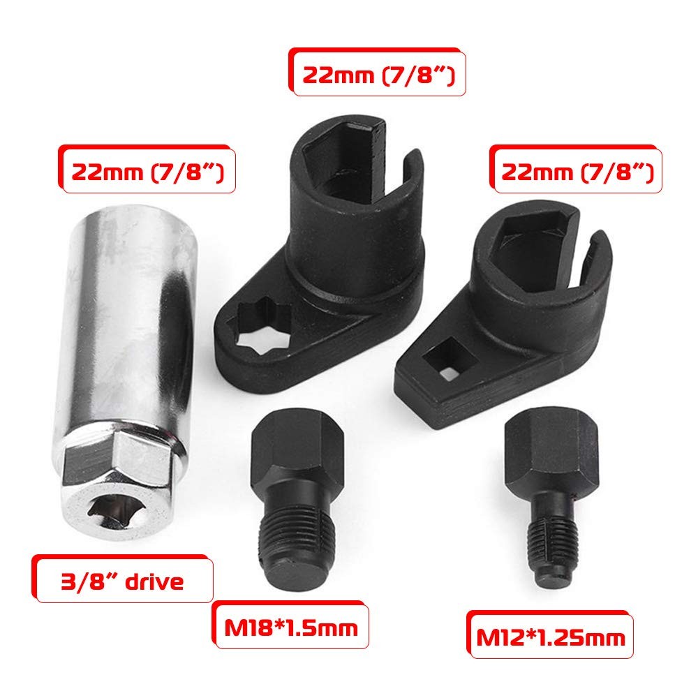 Oxygen Sensor Socket Wrench Removal Tool Thread Chaser Set 5Pc Auto