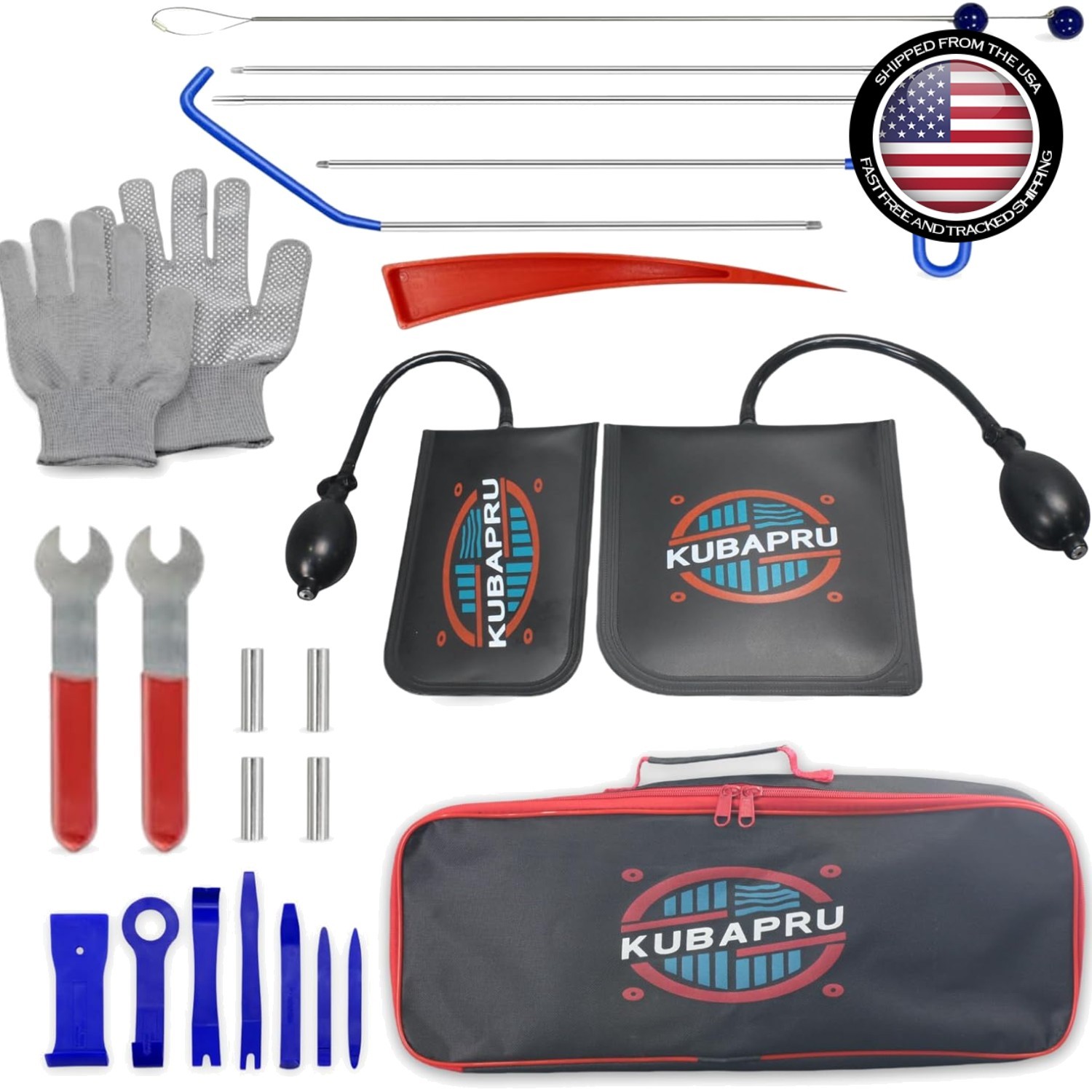 22-Piece Car Repair Tool Kit – Stainless Steel Tools & Inflatable Air Wedge