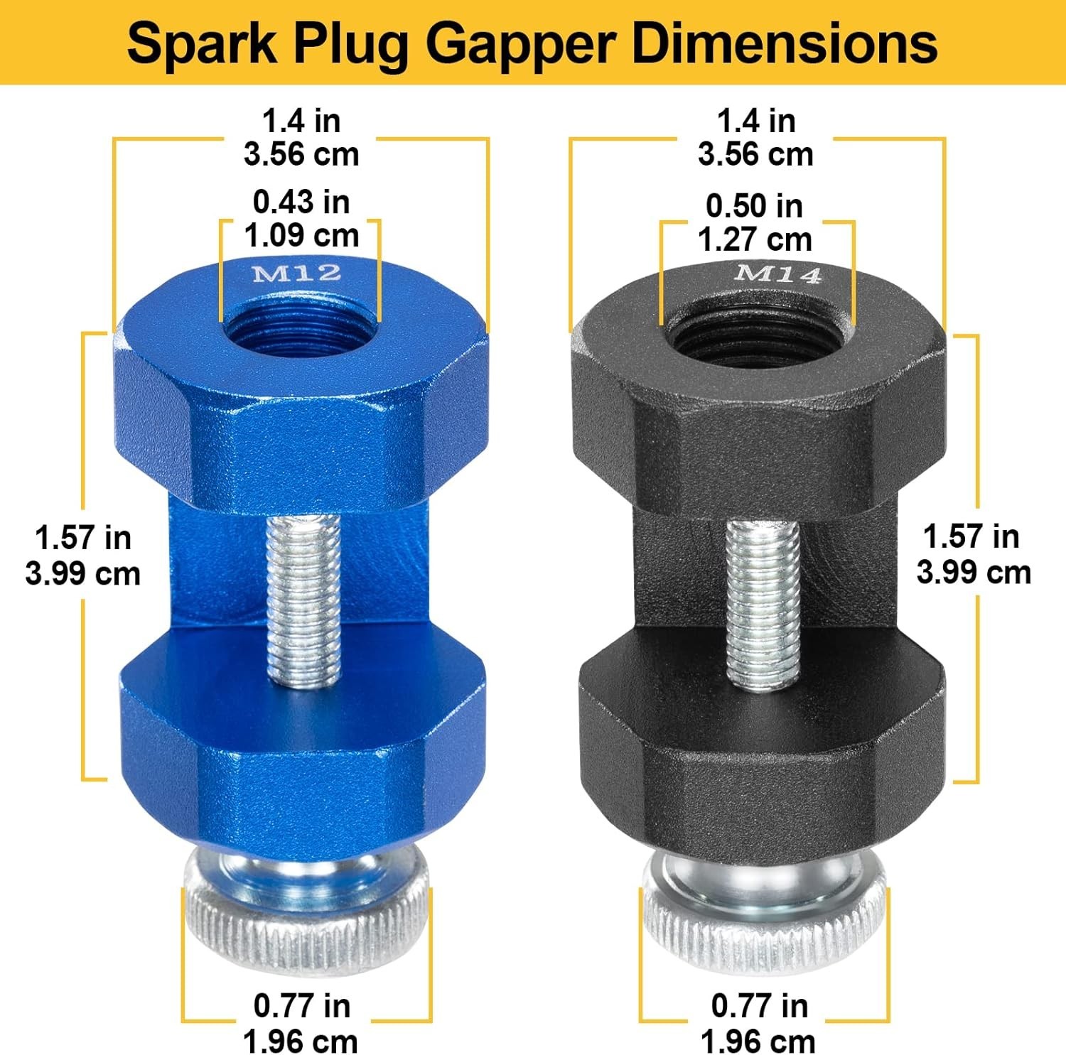 Spark Plug Gap Tool 2pcs Precision Adjustment Kit for 12mm 14mm Spark Plugs