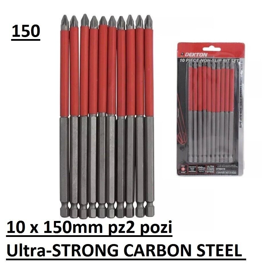 10pc Non Slip Drill BIT SET 70mm Power Pozi Phillips Drill Screwdriver 1/4» Hex