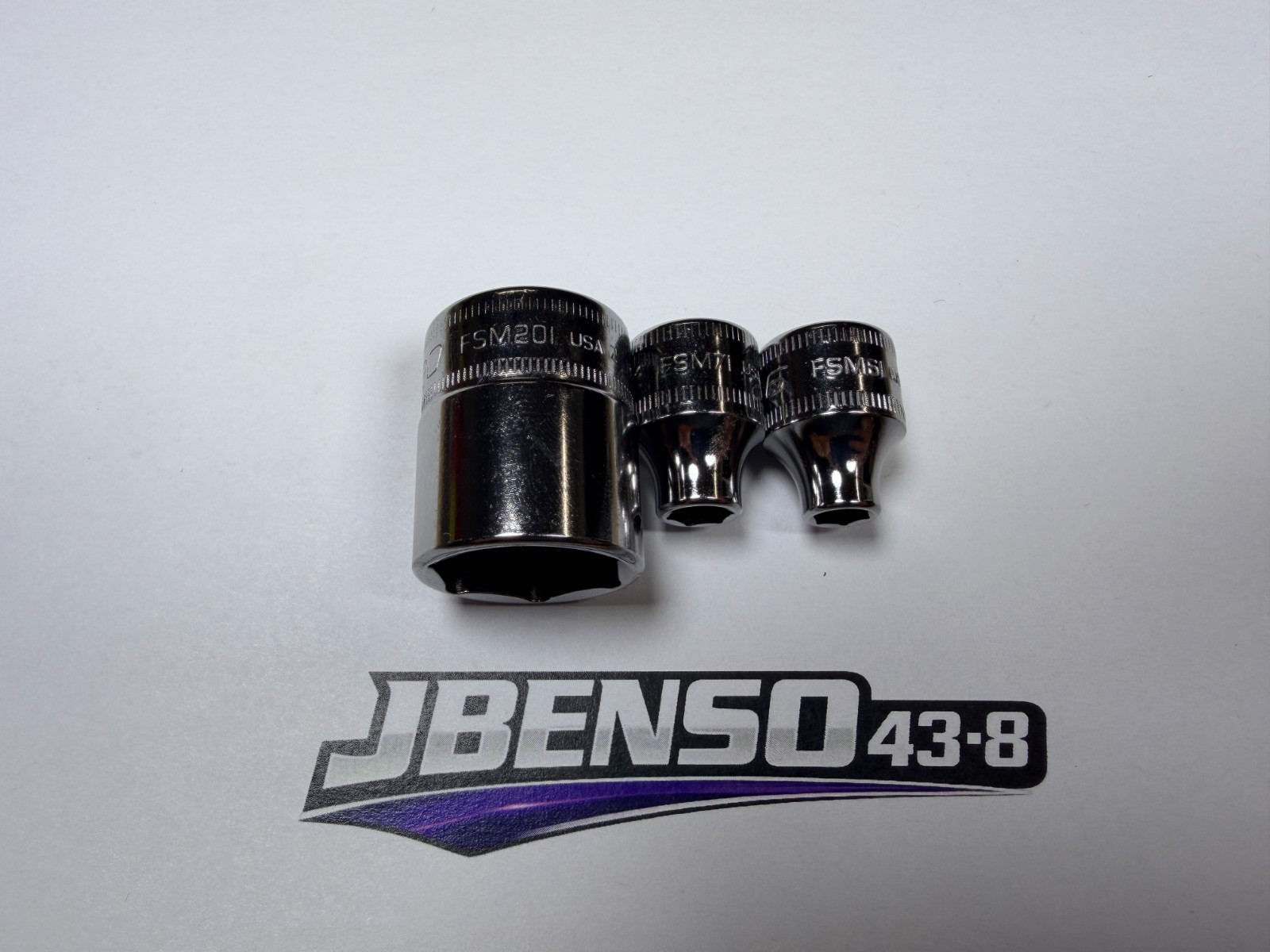 Snap-On Tools NEW 3pc 3/8″ Drive 6mm 7mm 20mm Metric 6pt Shallow Add-On Sockets