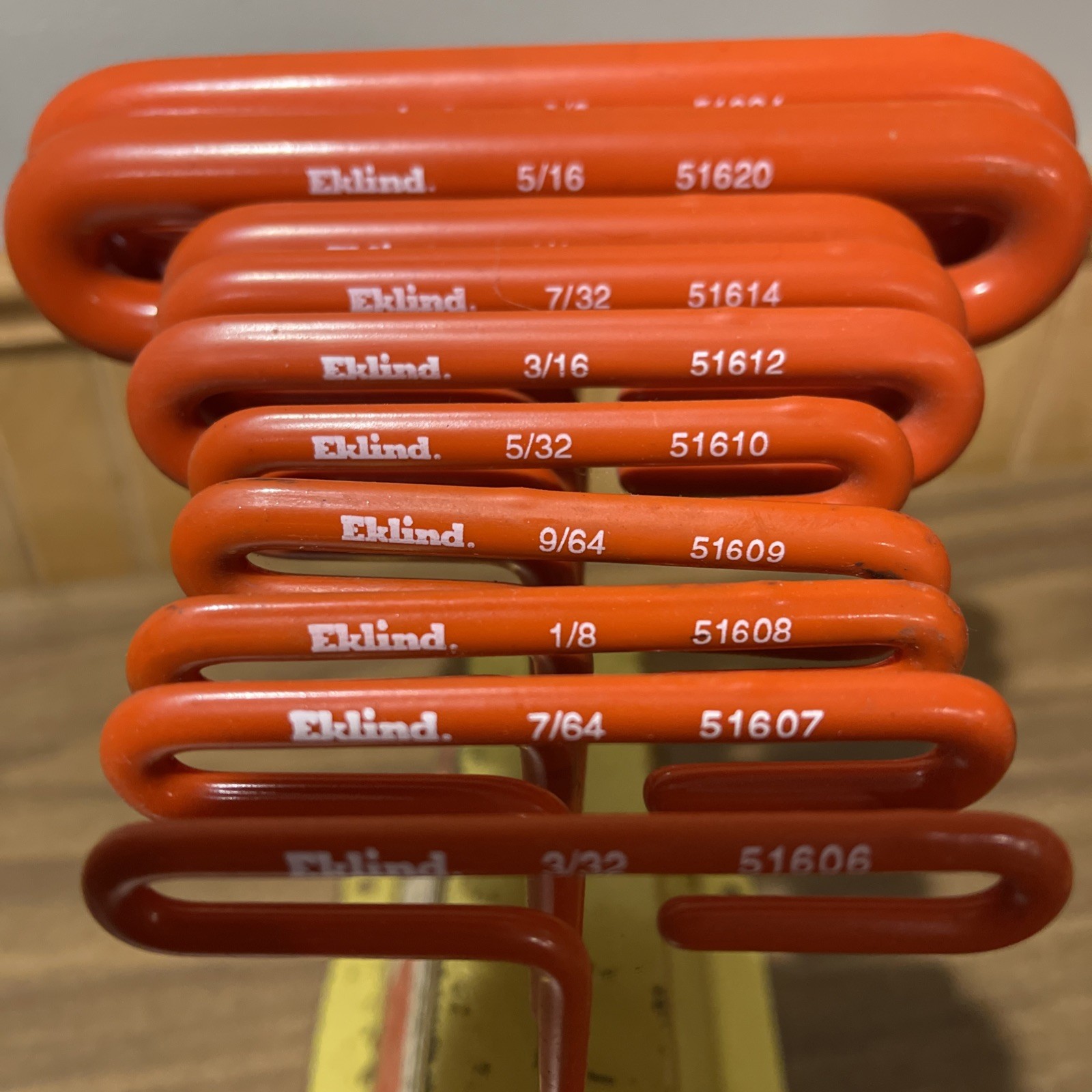 Vintage Eklind Tool 53610 10 Piece ~6″ SAE Cushion Grip T-Handle Hex Key Set