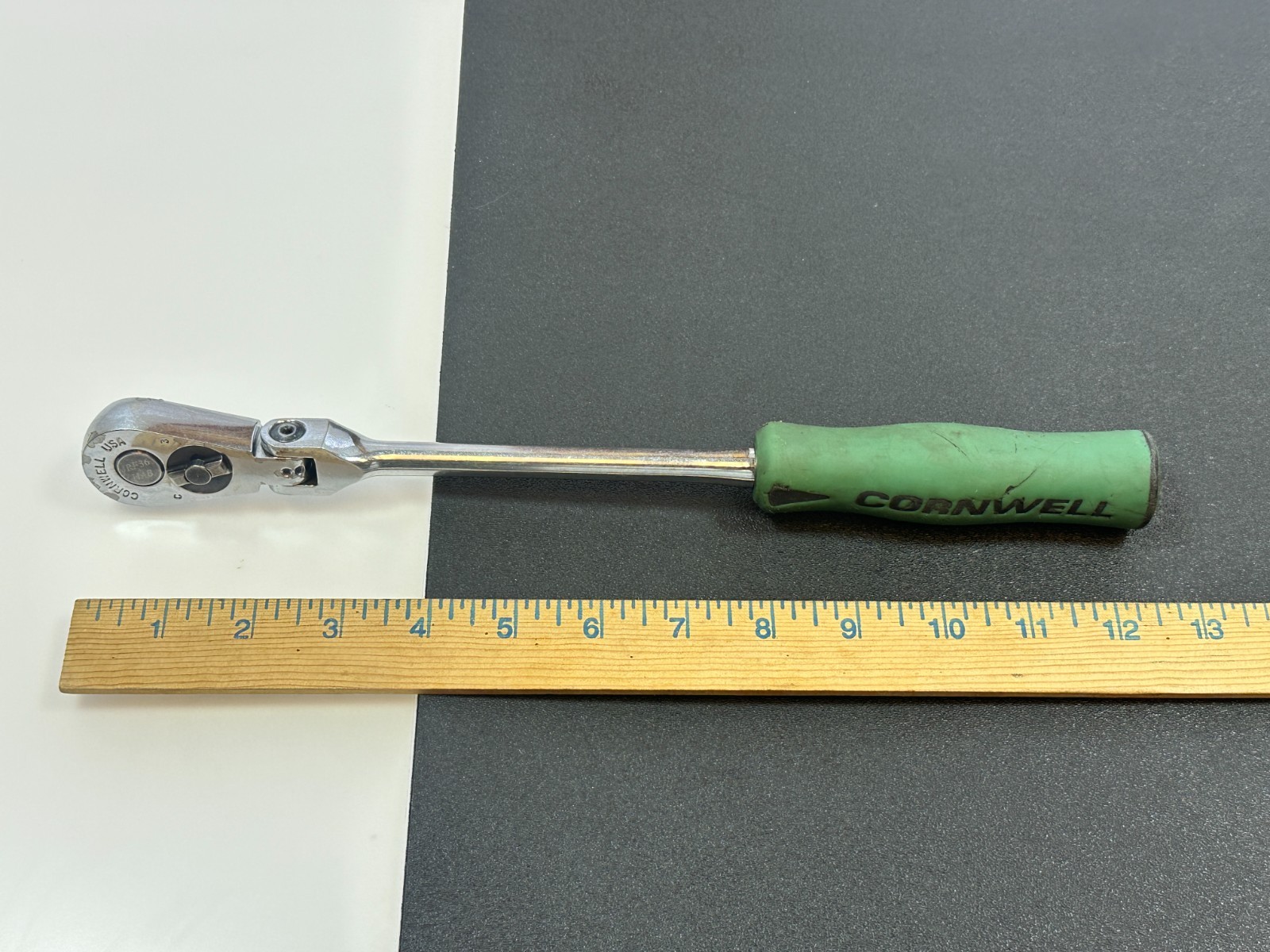 🇺🇸 Cornwell Tools USA JRF36HAB 3/8″ Drive GREEN Soft Grip FLEX HEAD Ratchet