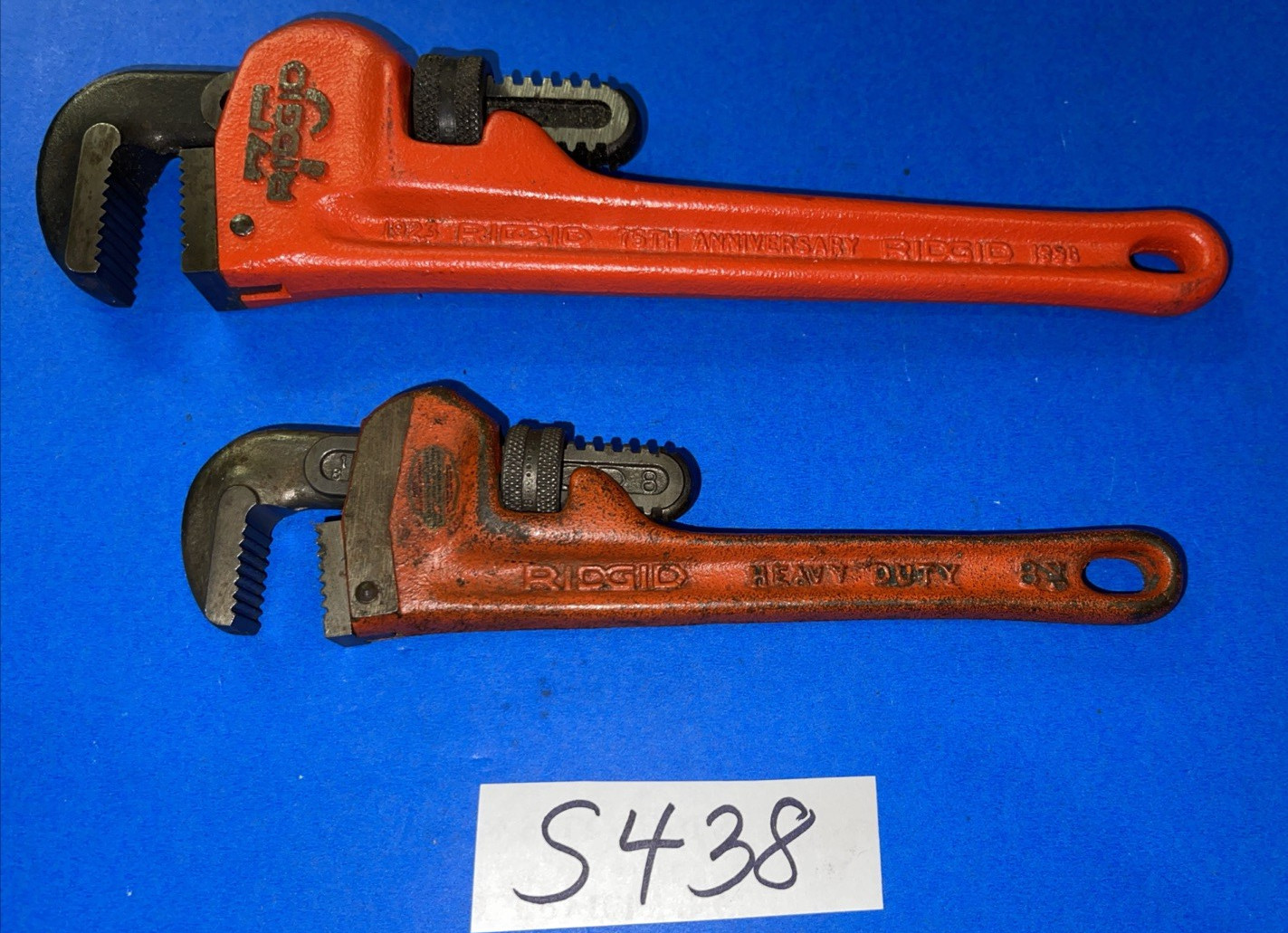 RIDGID TOOLS 2PC 10 INCH 75TH ANNIVERSARY & 8 INCH PIPE WRENCHES