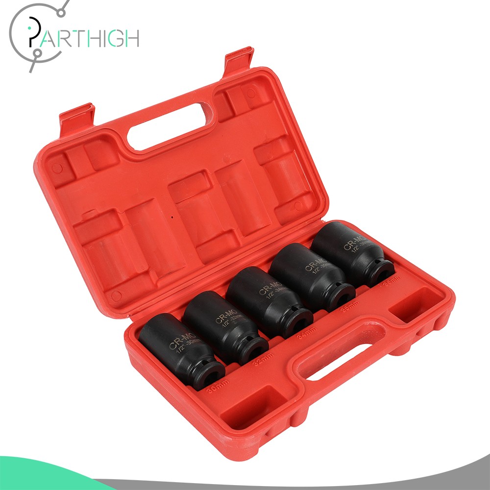 5pcs 1/2″ Deep Spindle Axle Nut Socket Set 12 POINT METRIC 30 32 34 35 36mm