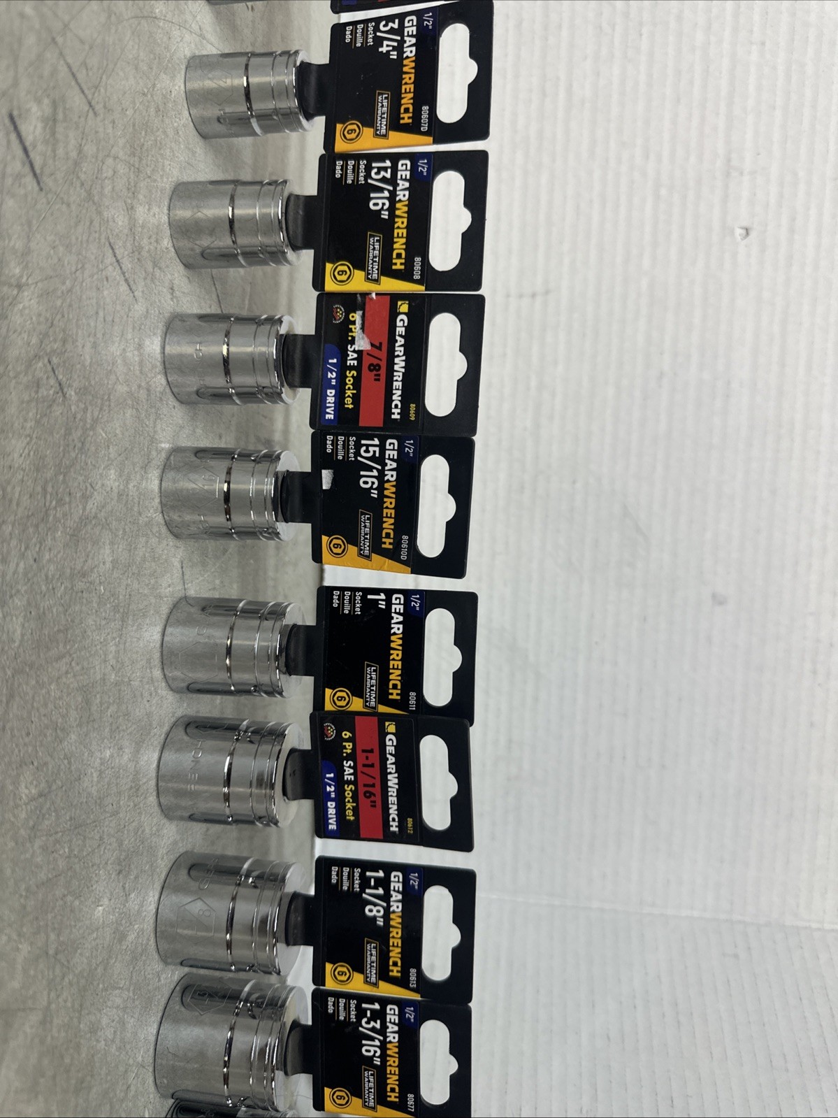 NEW GearWrench 1/2” 6pt SAE Socket 15pc. 7/16” – 1-1/2” Size & PN In Description