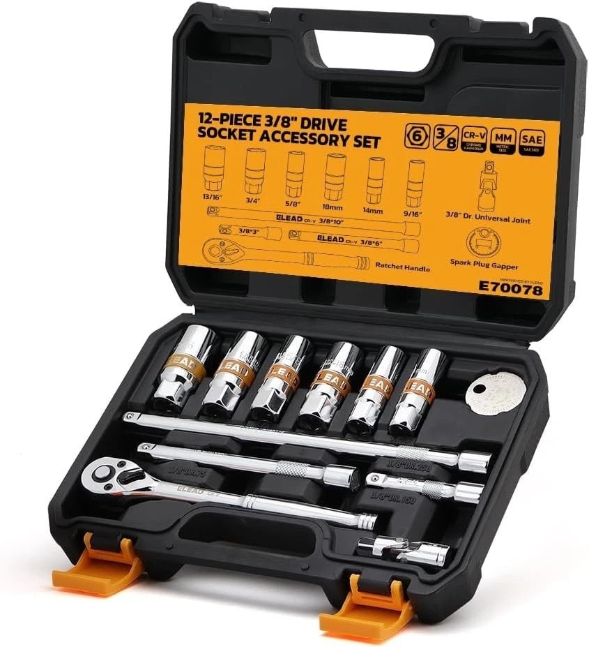 Efficient Spark Plug Socket Set – 12-Piece with Easy Identification & Storage