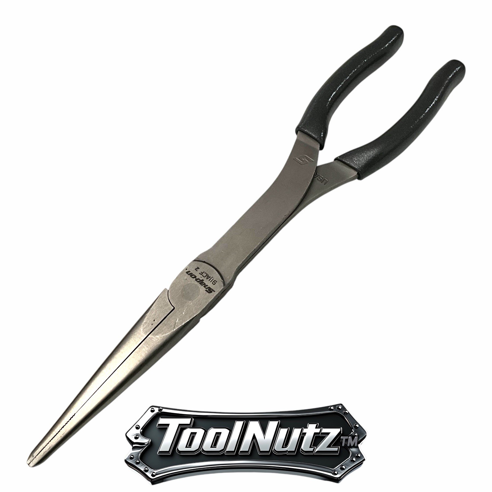 Snap-on Tools NEW 911ACFDT 11″in. GRAY Soft Grip Rounded Jaw Needle Nose Pliers