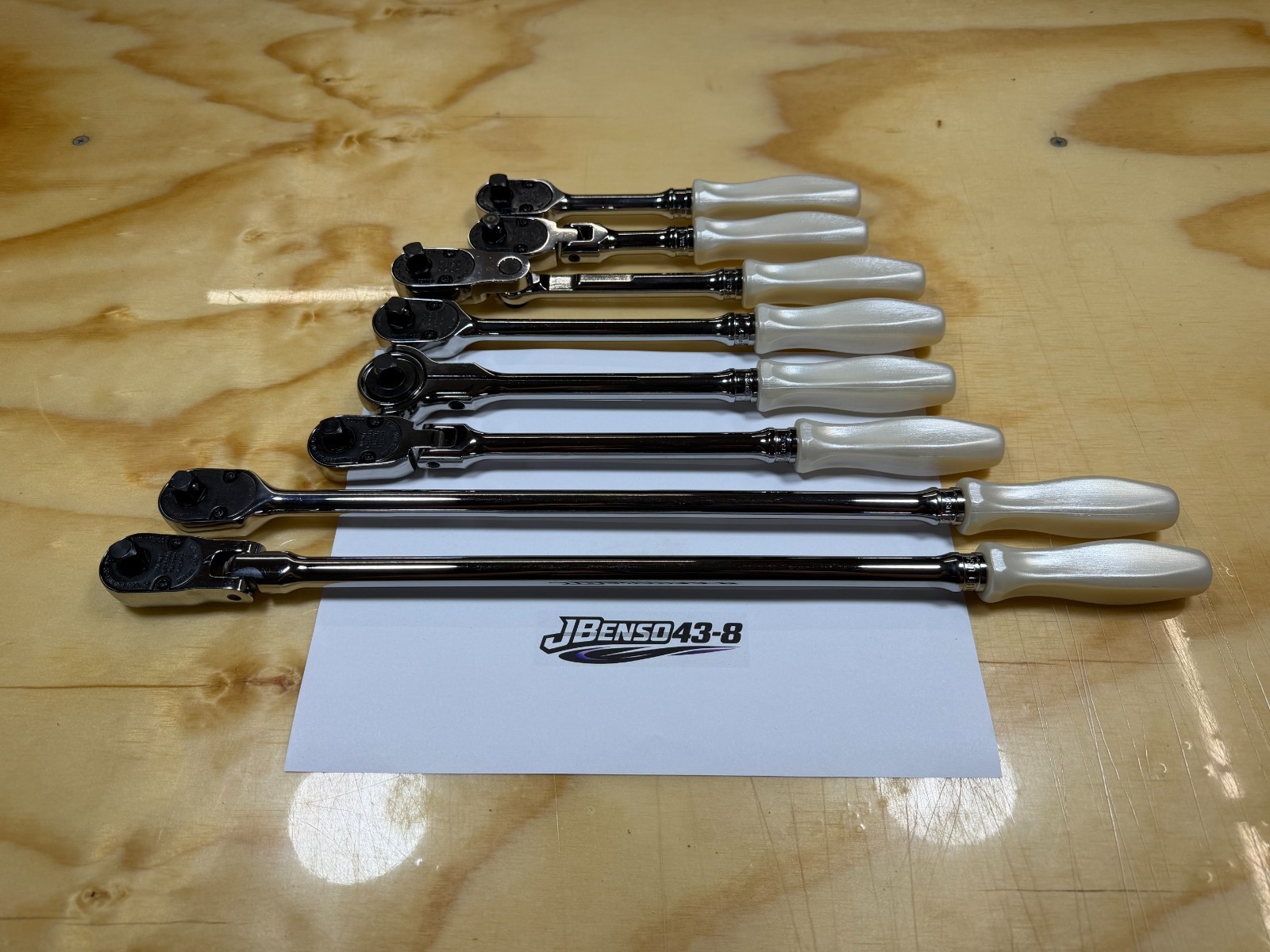 Snap-on Tools NEW RARE PEARL WHITE 8pc 3/8″ Drive Hard Grip Master Ratchet Set