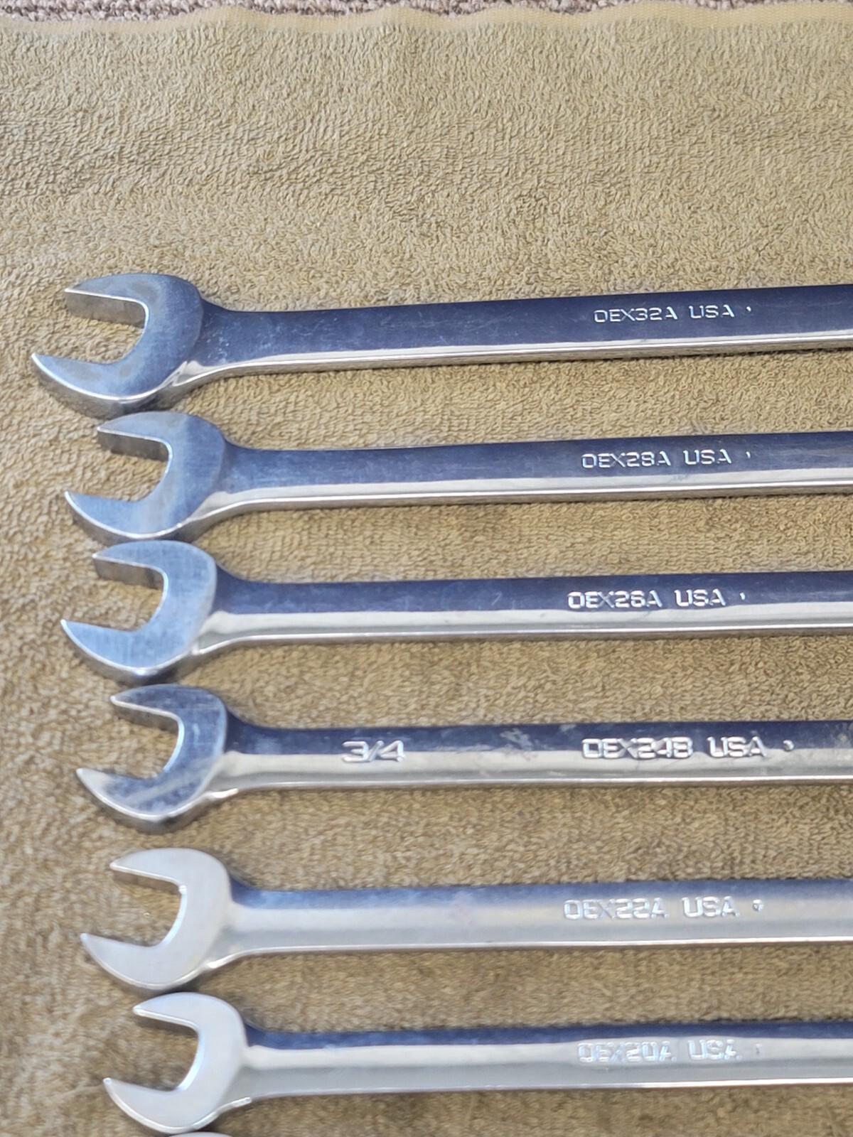 Snap on OEX Combination Wrench Set Sae 1″ 7/8 13/16 3/4 11/16 5/8 9/16 1/2 3/8