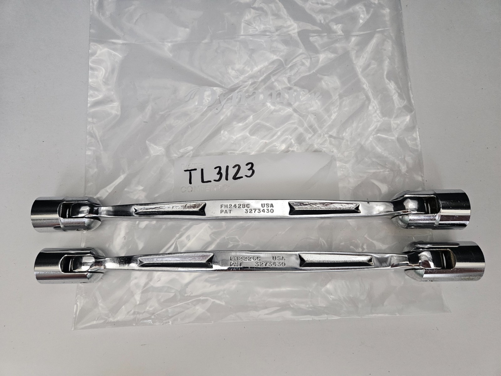 SNAP ON 2 PC #FH2226C & #FH2428C 12 PT DOUBLE FLEX HEAD SOCKET END WRENCHES