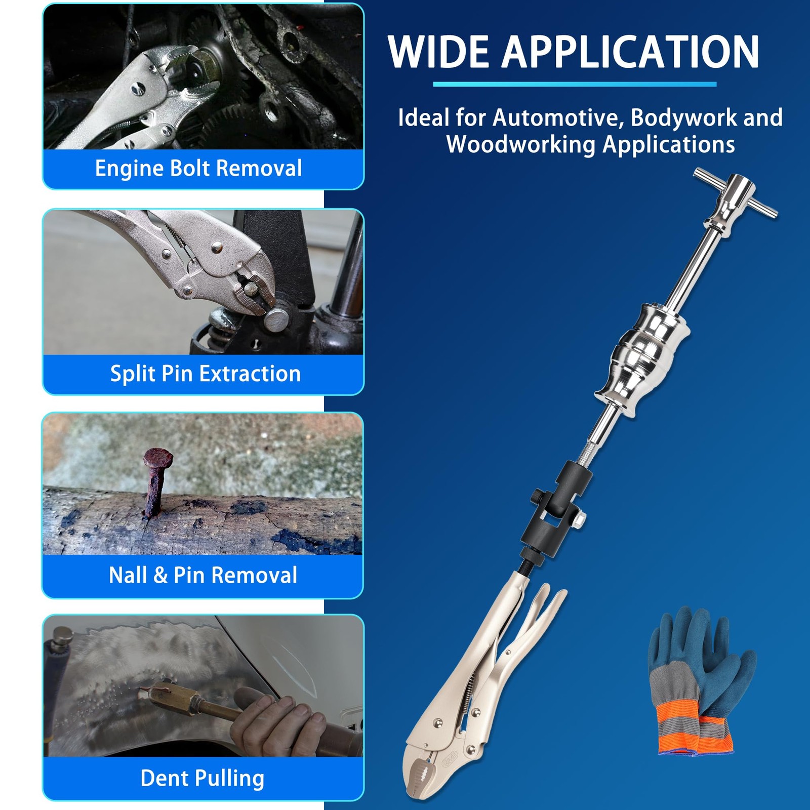 Locking Pliers Slide Hammer Puller Set 2 lb Vise Grip Removal Tool